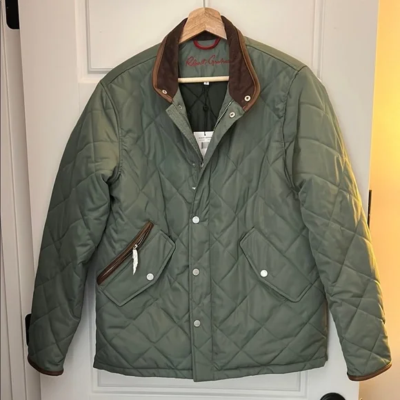 NWT Robert Graham Olive Quilted Men's Puffer Jacket - Picture 2 of 10